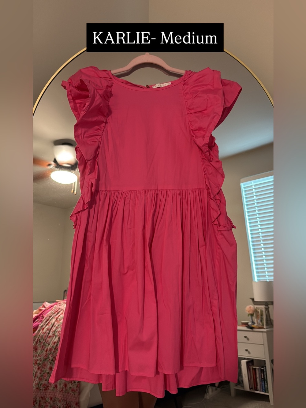Karlie Hot Pink Ruffle Sleeve Casual Dress